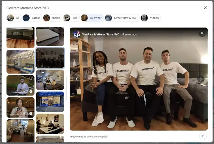 Photos uploaded by a business on Google showing the team, products, and both the interior and exterior of the store.