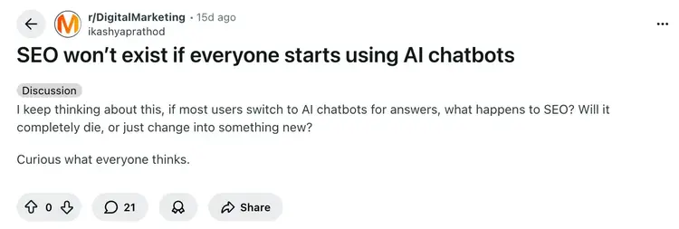 Reddit thread asking whether SEO will exist in the future.