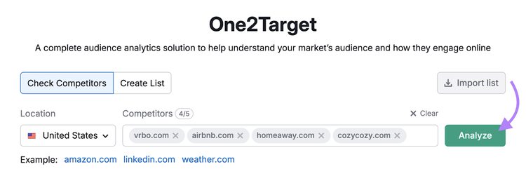 industry competitors entered into One2Target tool
