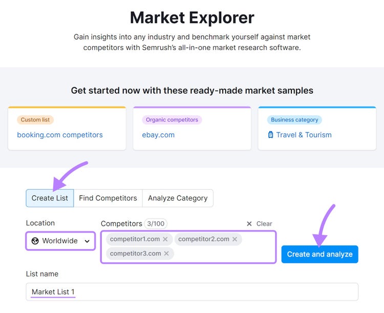 Market Explorer tool