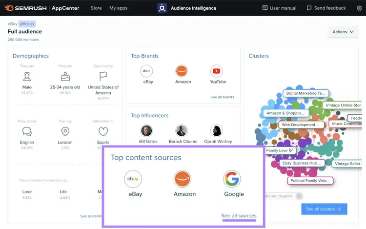 navigation to see all content sources