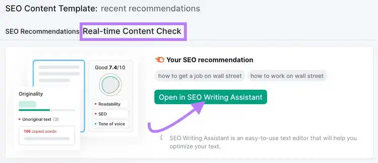 “Real-time Content Check” tab highlighted
