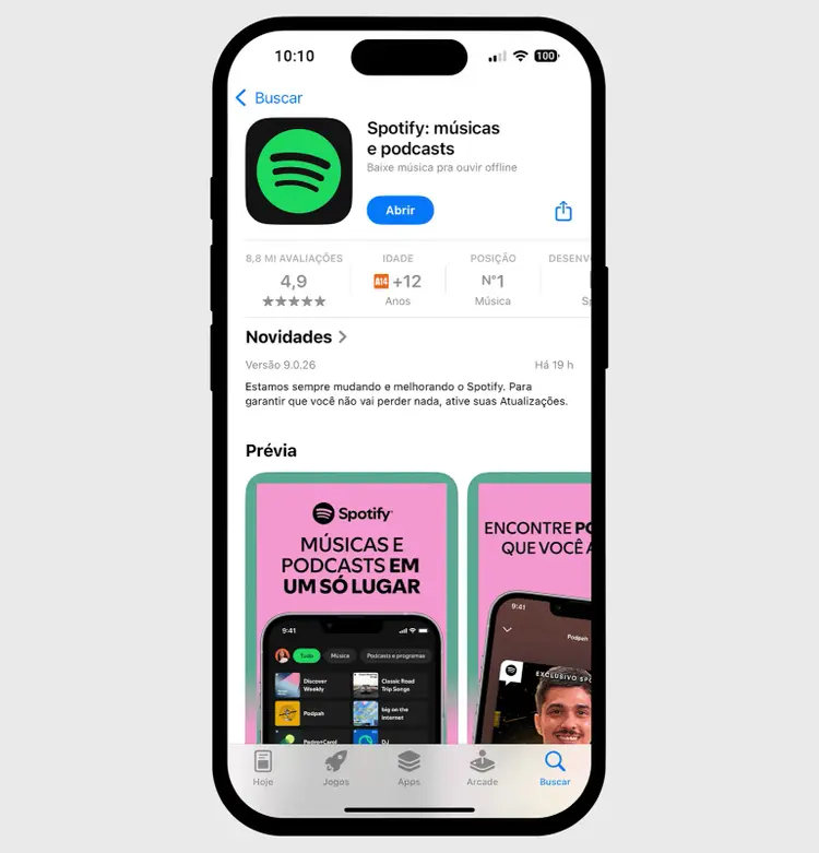 Spotify app listing in Apple App Store Brazil version