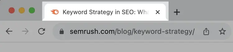 A title tag in a browser tab on Google Chrome