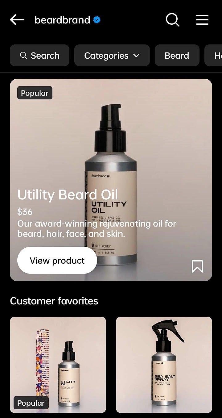 Beardbrand's Instagram Shop