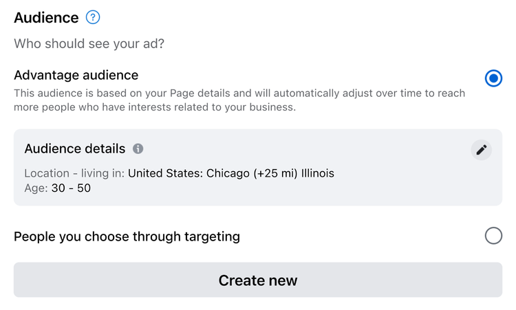 "Audience" section in Facebook