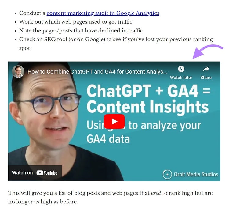 Iframe embedded Youtube video as shown to users when visiting a web article.