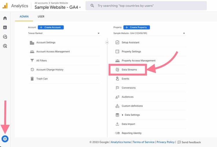 navigate to data streams