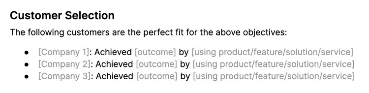 A case study customer selection