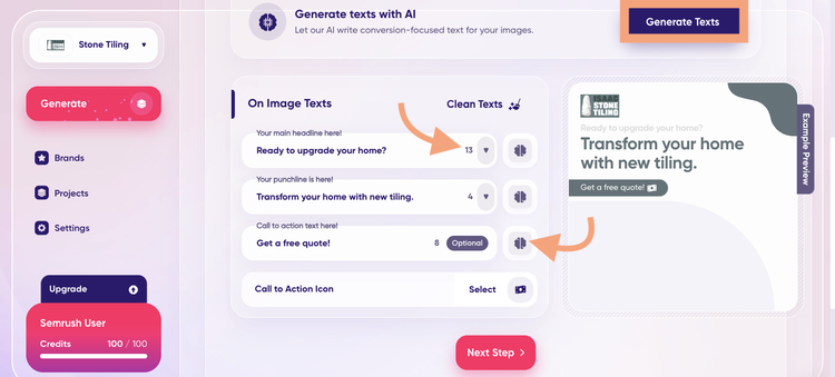 A screenshot of the text filters and fields on Ad.Creative.