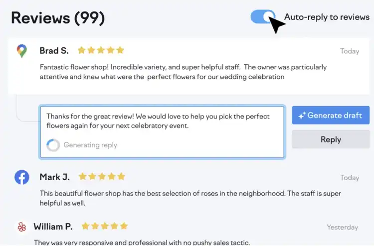 Semrush Local Review Management tool