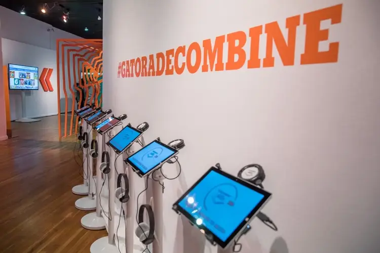 Getorade's set up at the event with #GatoradeCombine hashtag on the wall