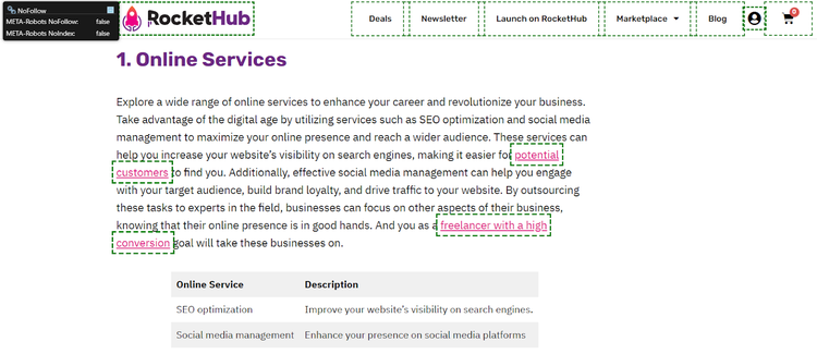 NoFollow extension highlighting follow links green and nofollow links red