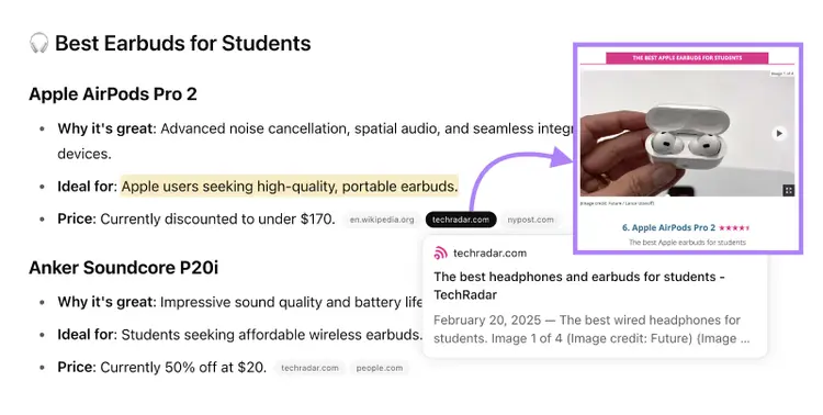 A brand citation in ChatGPT is pulled from a brand mention.
