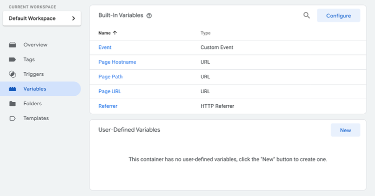 variables overview in gtm