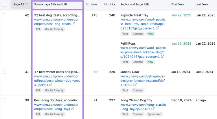 For this competitor, they have acquired recent backlinks from CNN.