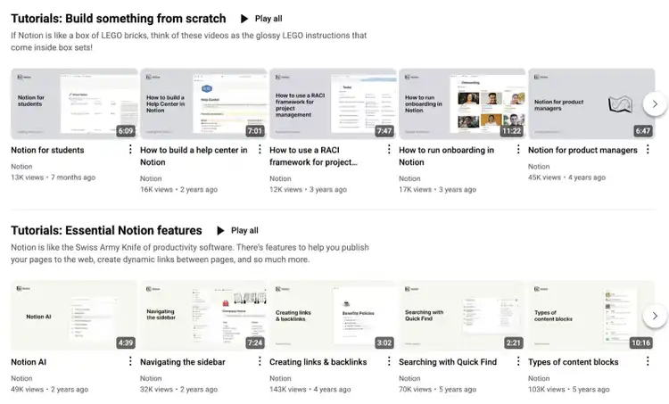 SaaS content marketing example - Notion