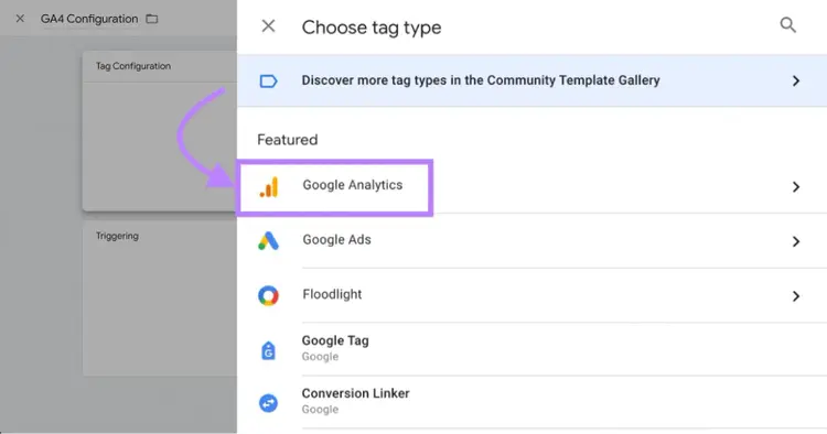 select Google Analytics: GA4 Configuration