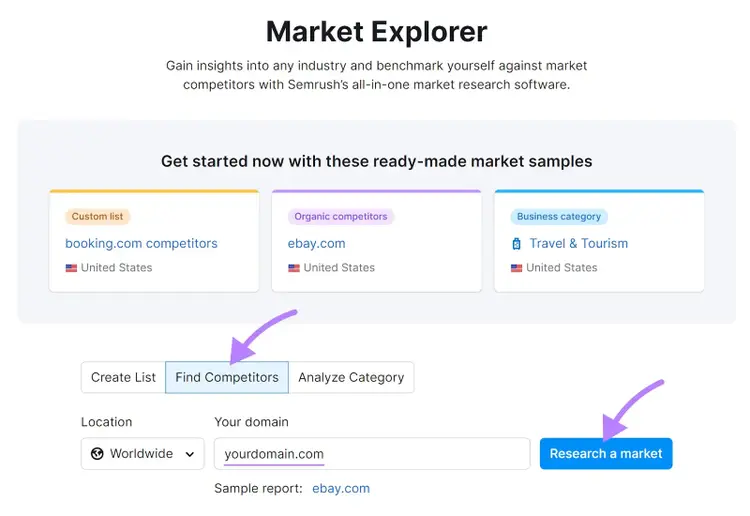 Market Explorer tool
