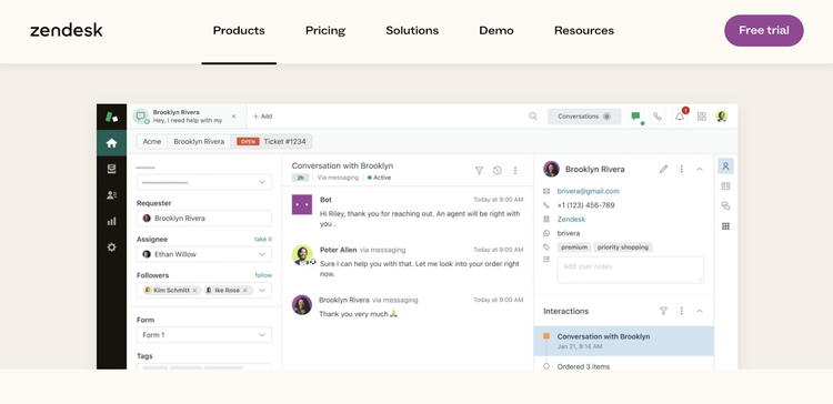 zendesk customer service product