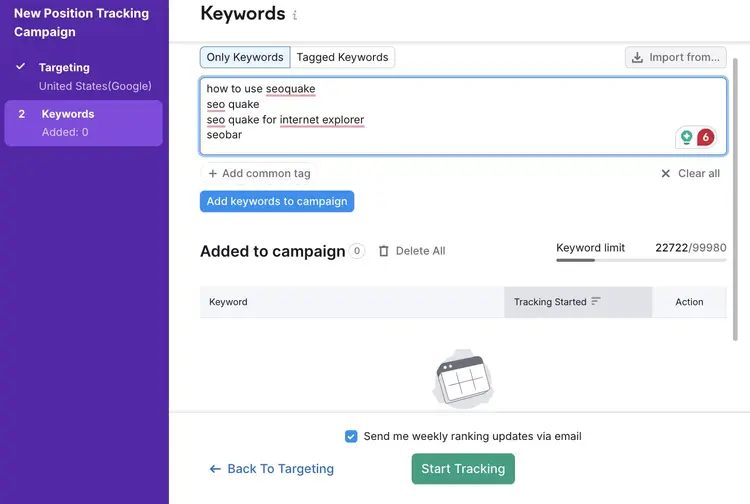 Setting up Position Tracking