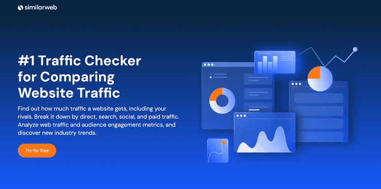 SimilarWeb traffic checker marketing section describing website traffic comparison tool
