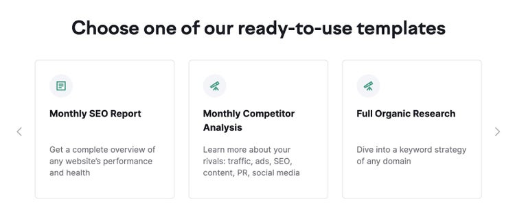 Ready to use templates in My Reports dashboard