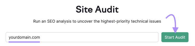 Enter your domain in Site Audit tool