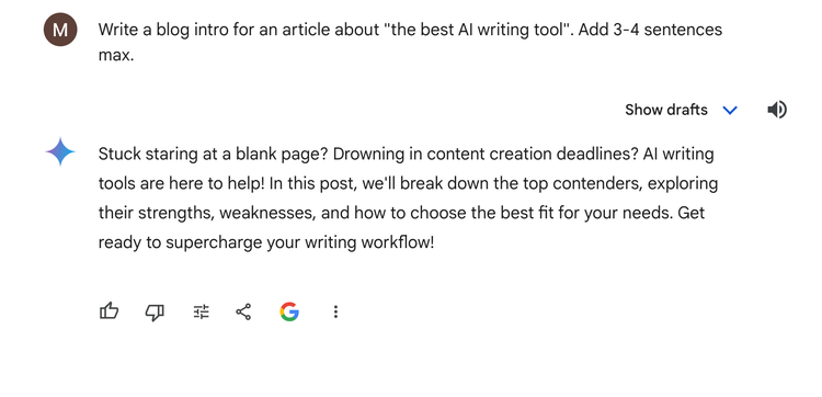 Writing AI copy with Gemini
