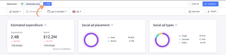 The search bar at the top of the AdClarity dashboard.