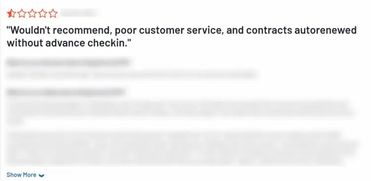 A negative customer review on a cloud phone system