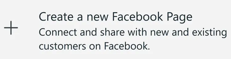 “Create a new Facebook Page” option