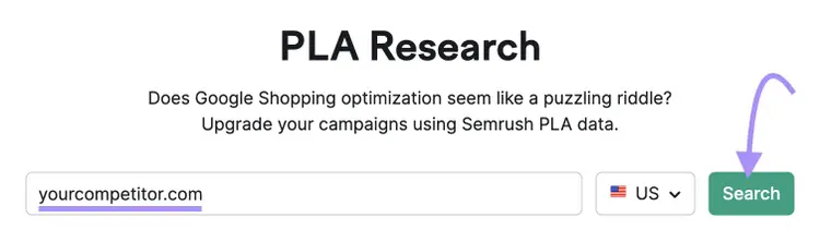 PLA Research tool search bar