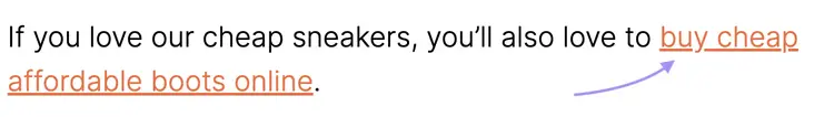 Anchor text that reads "buy cheap affordable boots online."