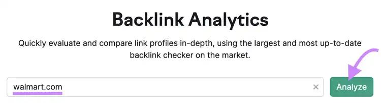 "walmart.com" entered into the Backlinks search bar