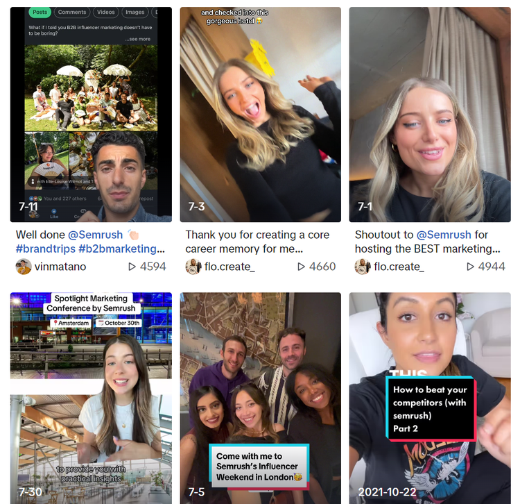 Marketing campaign example: “London Bus Tour” by Semrush, videos by creators