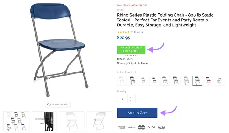 Folding Chairs and Tables product page