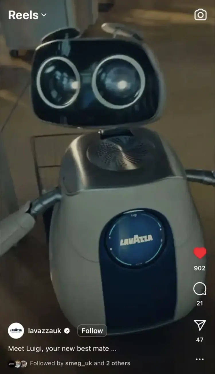 Lavazza Instagram Reels video with Luigi character promoting coffee brand
