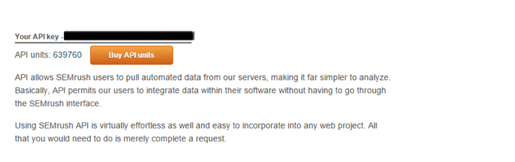 Find your SEMrush API key