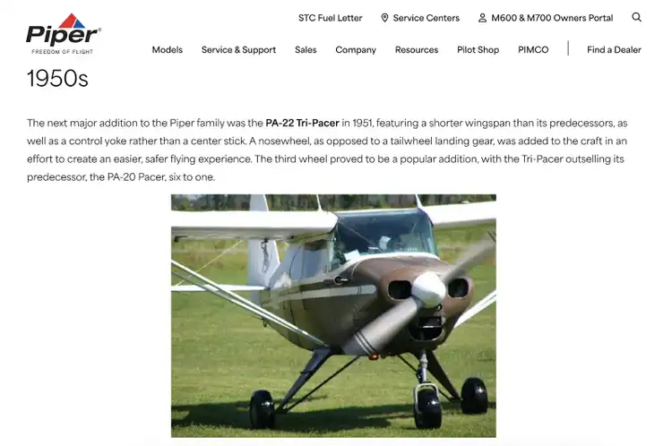 Blog post goes decade by decade through the company's history, showing new airplane developments along the way.