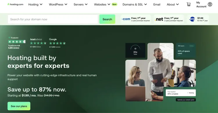 Hosting's homepage says, "hosting built by experts for experts."