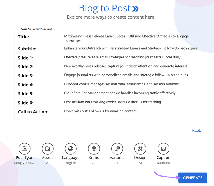 a post example, generated from a blog in AI Social Content Generator