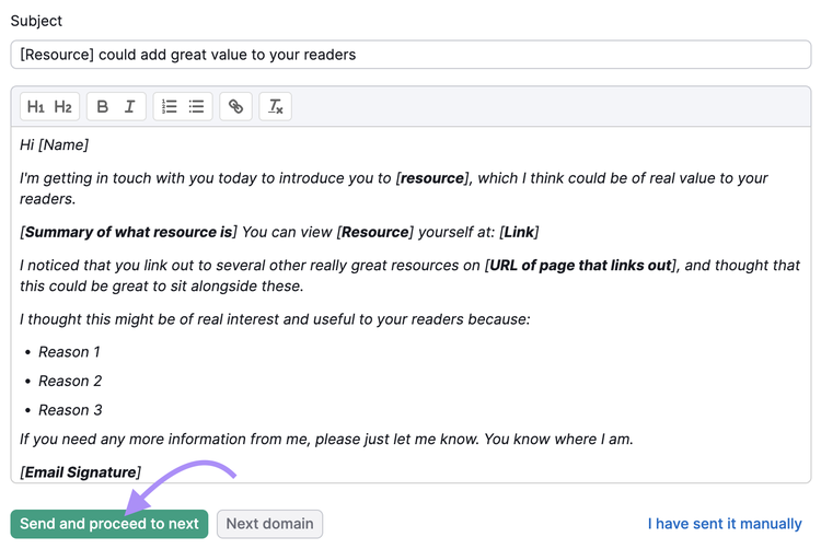 an example of an outreach email
