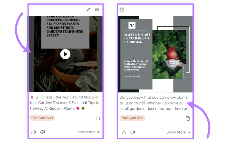 AI Social Content Generator's results for “3 tips on how to grow seasonal plants”