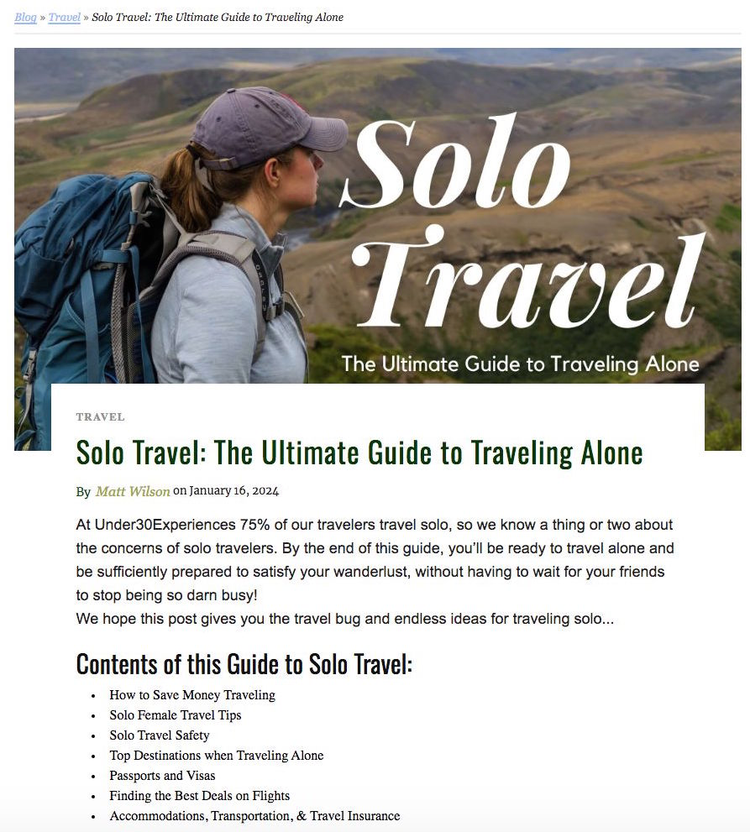 Under30Experiences' solo travel guide