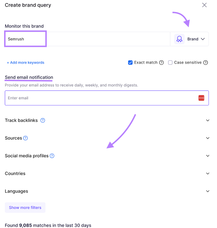 Brand Monitoring set up