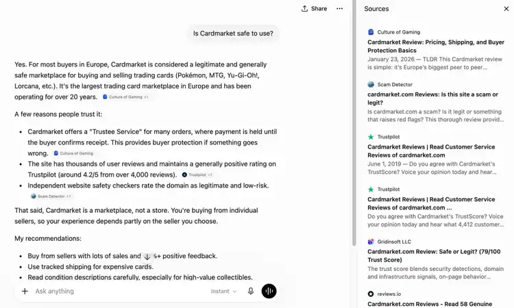 ChatGPT search screenshot