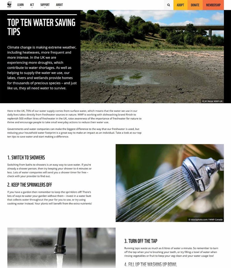 Top ten water saving tips post by wwf
