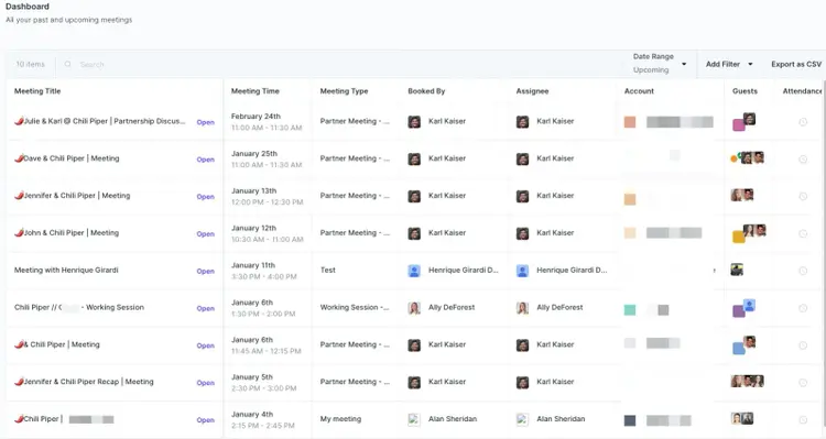 Chili Piper main dashboard