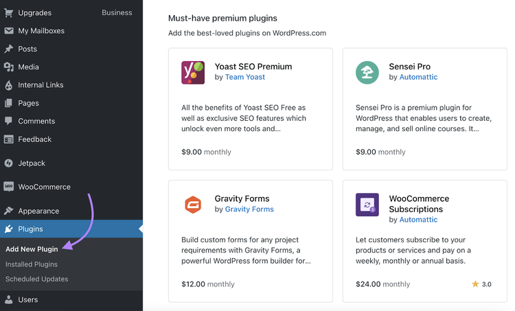 Navigation to "Add new plugin" in the left sidebar